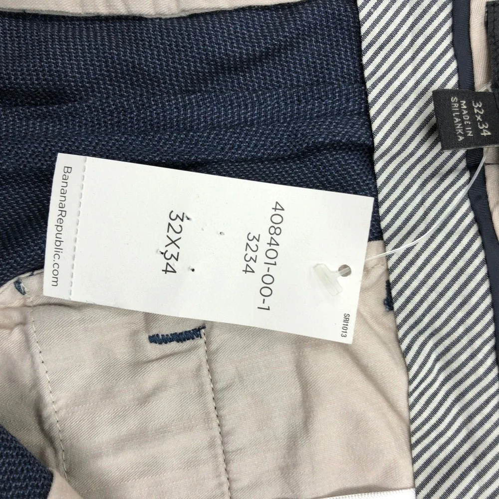 Banana Republic Classic Fit Textured Chino Pants Navy Blue 32x34 Mens Cotton